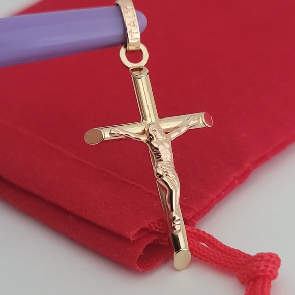 ❤️14k Small Solid Yellow Gold Crucifix Pendant! 👌🎁